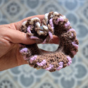 ZESTAW Szydełkowane scrunchie czekoladowe 2szt. 100% wełna