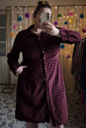 [XL/XXL] 100% bawełna sukienka z kieszeniami bordowa sztruks