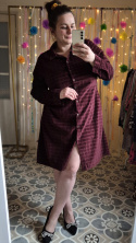 [XL/XXL] 100% bawełna sukienka z kieszeniami bordowa sztruks
