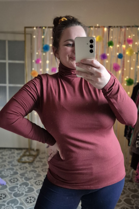 [XL] Modal+bawełna golf brązowy