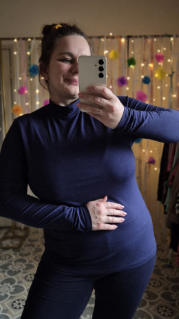 [XL] Modal+bawełna półgolf granat
