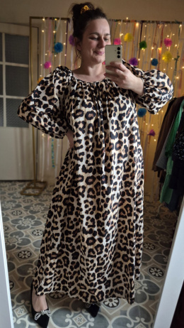 [M/L] bawełna sukienka panterka maxi oversize