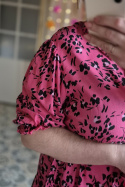 [XL] wiskoza sukienka różowa z wiązaniem