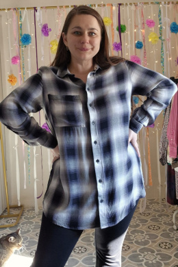 [XL] Koszula tunika krata wiskoza flanelka