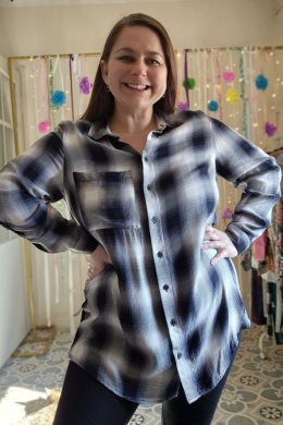 [XL] Koszula tunika krata wiskoza flanelka