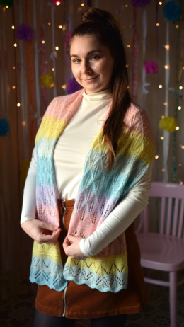 Szal kolorowy unikat handmade wełna/kaszmir/poliamid
