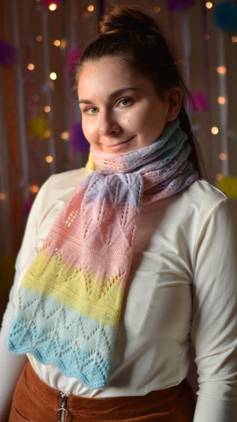 Szal kolorowy unikat handmade wełna/kaszmir/poliamid Szal kolorowy unikat handmade wełna/kaszmir/poliamid