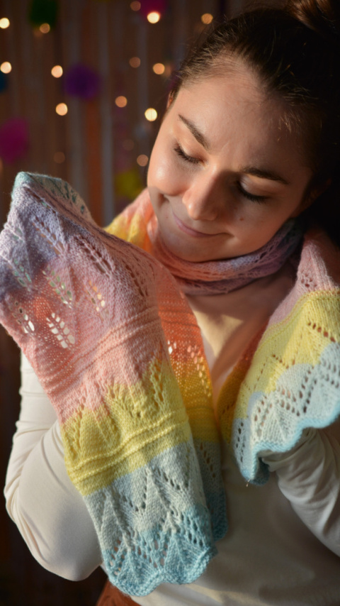 Szal kolorowy unikat handmade wełna/kaszmir/poliamid Szal kolorowy unikat handmade wełna/kaszmir/poliamid