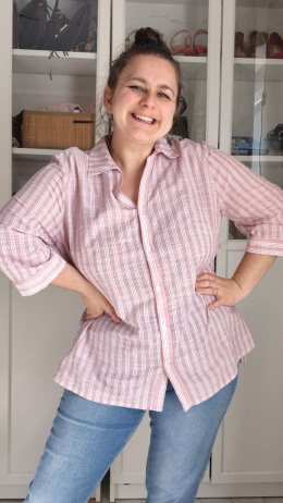 [XL] Koszula pudrowa w paski bawełna Ulla Popken
