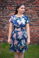 [M/L] wiskoza sukienka falbany w kwiaty