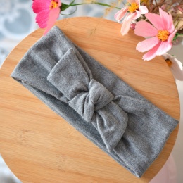 100% wełna merino opaska z kokardką upcykling cienka SZARA