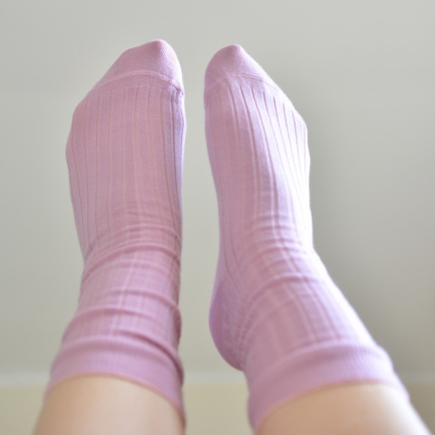 [35-37] Merino prążek barbie (brudny róż) skarpety