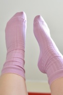[35-37] Merino prążek barbie (brudny róż) skarpety