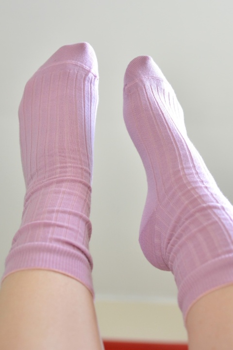 [35-37] Merino prążek barbie (brudny róż) skarpety