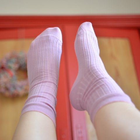 [38-40] Merino prążek barbie (brudny róż) skarpety