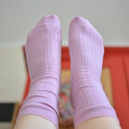 [38-40] Merino prążek barbie (brudny róż) skarpety