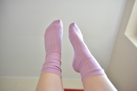 [38-40] Merino prążek barbie (brudny róż) skarpety