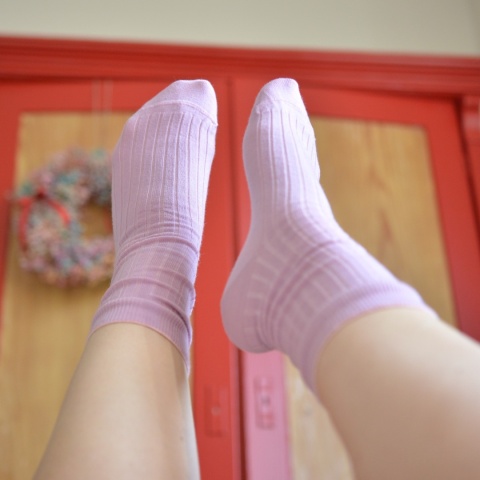 [38-40] Merino prążek barbie (brudny róż) skarpety