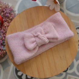 Opaska gruba z kokardką wełna jagnięca różwa upcykling