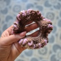 ZESTAW 2szt. Szydełkowane scrunchie czekoladowe 100% wełna