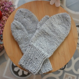 Mix wełna/alpaka/merino rękawiczki handmade szare