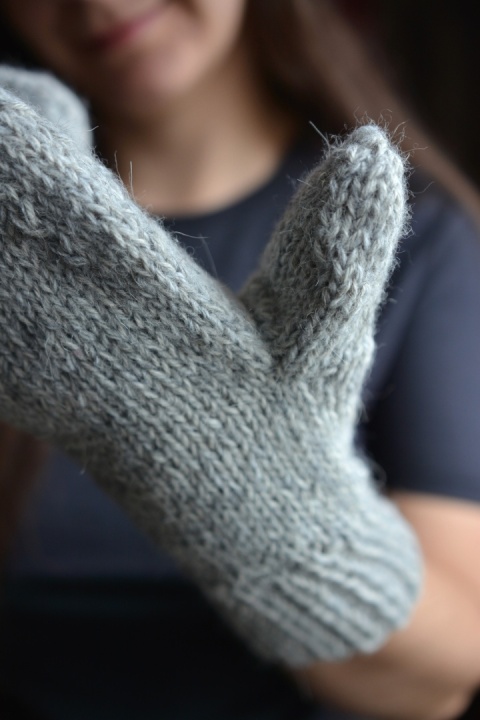 Mix wełna/alpaka/merino rękawiczki handmade szare