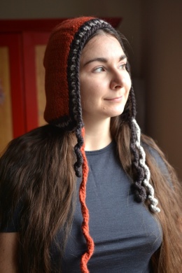 100% wełna handmade kapturek rudy