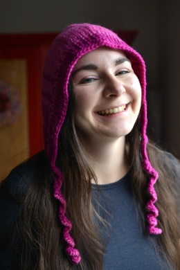 100% wełna handmade kapturek magenta+róż