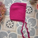 100% wełna handmade kapturek magenta