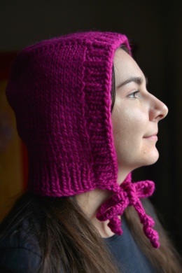 100% wełna handmade kapturek magenta