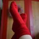 [35-37] Merino prążek CZERWIEŃ skarpety