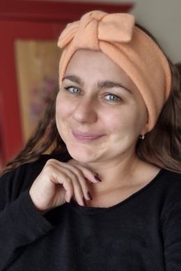 Wełna/angora brzoskwinia upcykling średnia gruba puchata opaska z kokardką