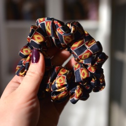 Jedwab MIDI/MAXI gumka upcykling scrunchie GRANAT VINTAGE