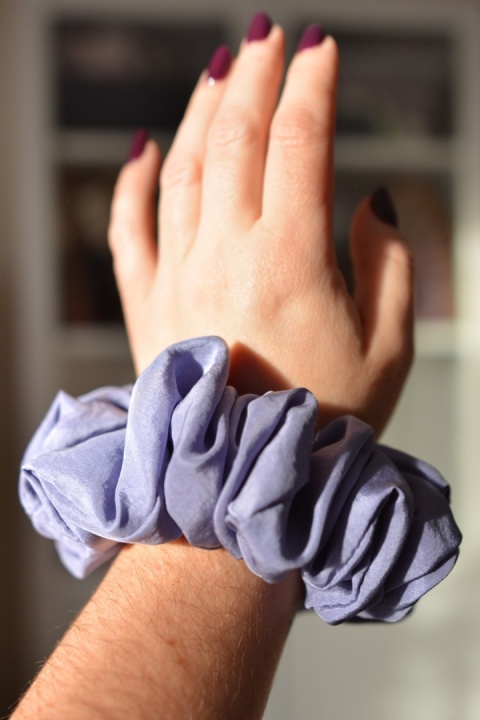 Jedwab MAXI gumka upcykling scrunchie MROŹNY PORANEK