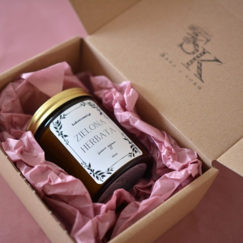 ZIELONA HERBATA ❤ świeca sojowa koko szanel (M - średnia) zapakowana na prezent