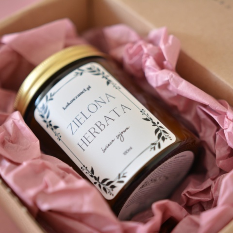 ZIELONA HERBATA ❤ świeca sojowa koko szanel (M - średnia) zapakowana na prezent