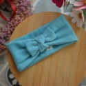 Kaszmir błękitna opaska PREMIUM upcykling średnia grubość puchata z kokardką