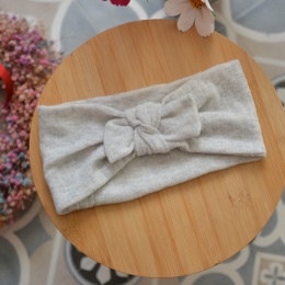 Szara jedwab/wełna/wiskoza opaska upcykling cieniutka - na większą głowę