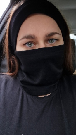 Komplet wełna merino komin+opaska czarny SUPER SOFT