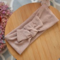 Kaszmir+wełna opaska z kokardką jasny brudny róż upcykling cienka