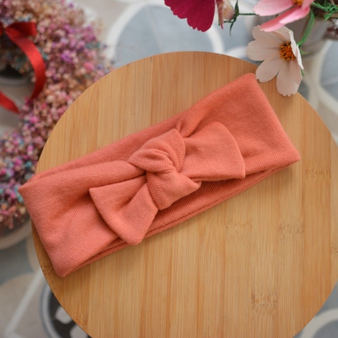 Opaska łososiowa MERINO z kokardką upcykling średnia grubość 2