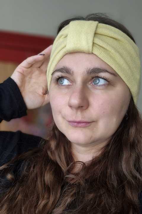 Jedwab+kaszmir limonka upcykling średnia grubość opaska