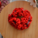 ZESTAW 2szt. Szydełkowane scrunchie czerwień i róż 100% wełna