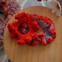 ZESTAW 2szt. Szydełkowane scrunchie czerwień i róż 100% wełna