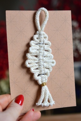 Zawieszka choinka Hand Made kremowo złota