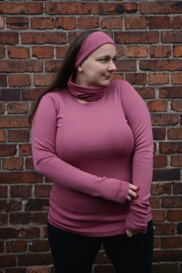 OSTATNIA SZTUKA (S) 100% wełna merino bluzeczka longsleeve BRUDNY RÓŻ (Longisław :)