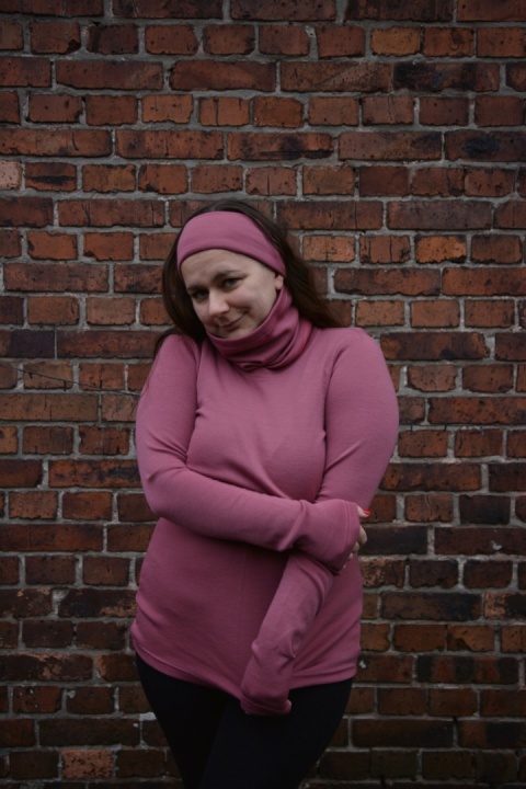 OSTATNIA SZTUKA (S) 100% wełna merino bluzeczka longsleeve BRUDNY RÓŻ (Longisław :)