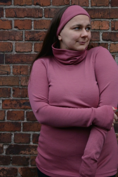 OSTATNIA SZTUKA (S) 100% wełna merino bluzeczka longsleeve BRUDNY RÓŻ (Longisław :)