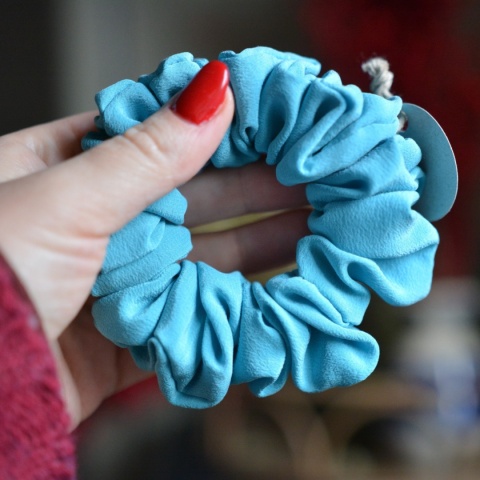 Jedwab MINI/MIDI gumka upcykling scrunchie TURKUS