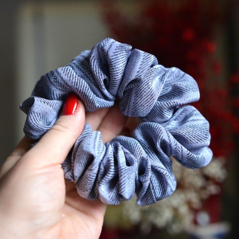 Jedwab maxi/midi gumka upcykling scrunchie MROŹNY PORANEK